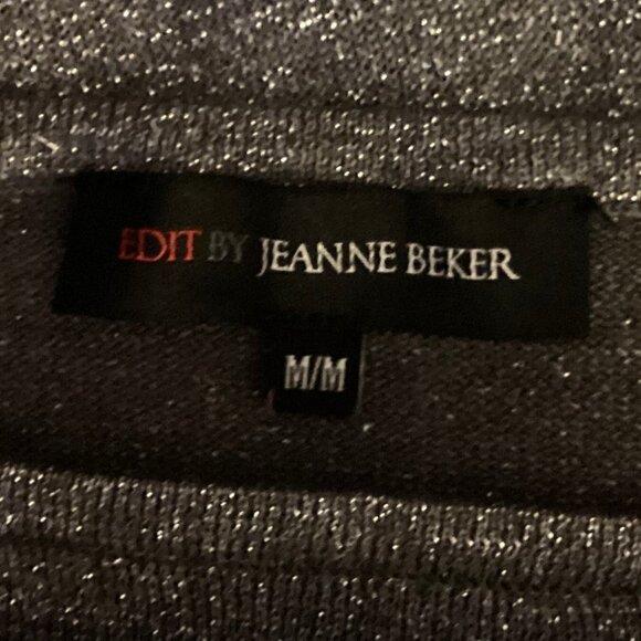 Edit By Jeanne Beker Women's Silver Sparkly Shiny Top Long Sleeves Size M - Picture 7 of 8